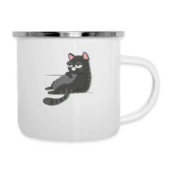 chat froid - Tasse émaillée - blanc - Droite