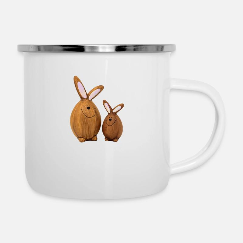 Zwei Kleine Osterhasen - Emaille-Tasse - Weiß
