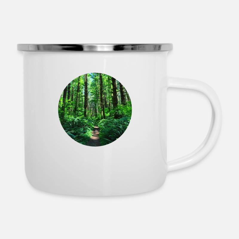 Forêts forêts arbres nature forêt verte route forêt - Tasse émaillée - blanc