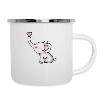 Elefanten Baby - Emaille-Tasse - Weiß - Rechts