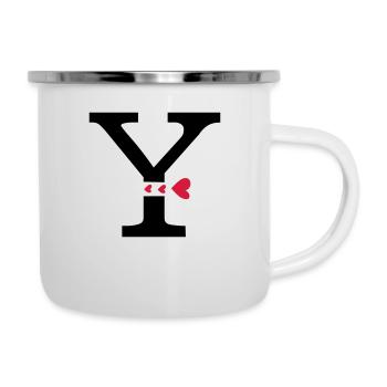 Capital letter Y with hearts - Camper Mug - white - Right