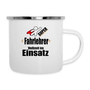 Fahrlehrer Fahrschule Fahrschüler Führerschein - Emaille-Tasse - Weiß - Rechts