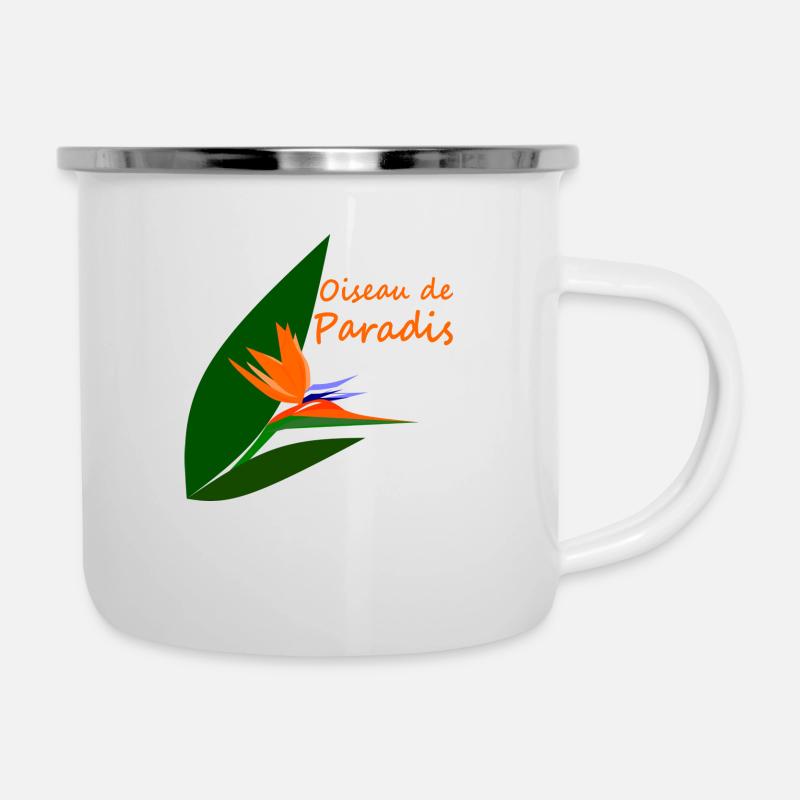 Paradiesvogel - Emaille-Tasse - Weiß