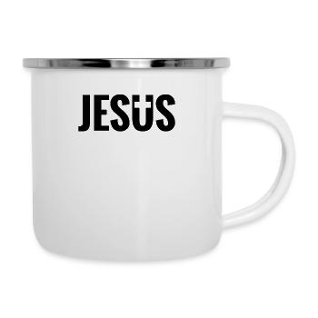 Christus Bibelvers - Emaille-Tasse - Weiß - Rechts