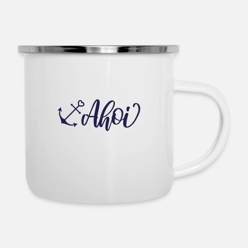 Ahoi - Emaille-Tasse - Weiß