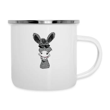 Funny donkey with sunglasses gift idea horses - Camper Mug - white - Right