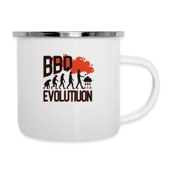 BBQ Evolution,Barbecue,Grill,Grillen,Party Shirt - Emaille-Tasse - Weiß - Rechts
