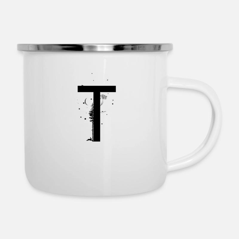 Lettre t - Tasse émaillée - blanc