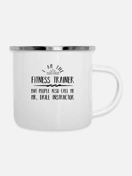 Fitnesstrainer Mr Drill Instructor - Emaille-Tasse - Weiß