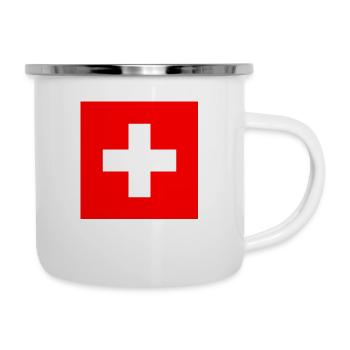 Schweiz Flagge - Emaille-Tasse - Weiß - Rechts