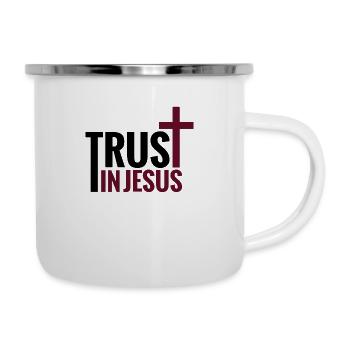 Vertraue Jesus Gott Bibel Christlich - Emaille-Tasse - Weiß - Rechts