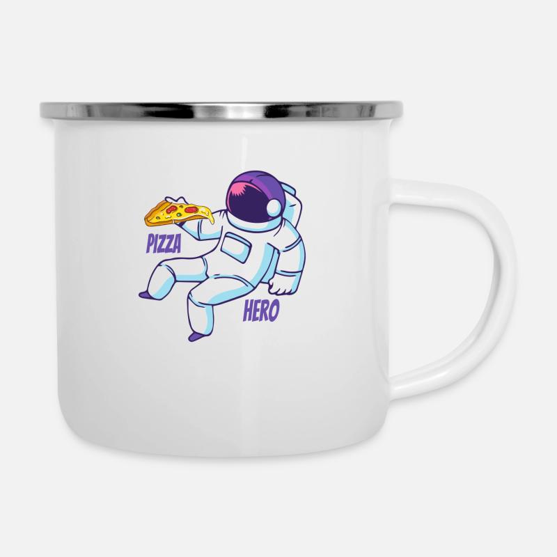Astronaut Pizza Hero - Emaille-Tasse - Weiß