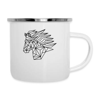 Islandpferdekopf Geometrisch - Emaille-Tasse - Weiß - Rechts