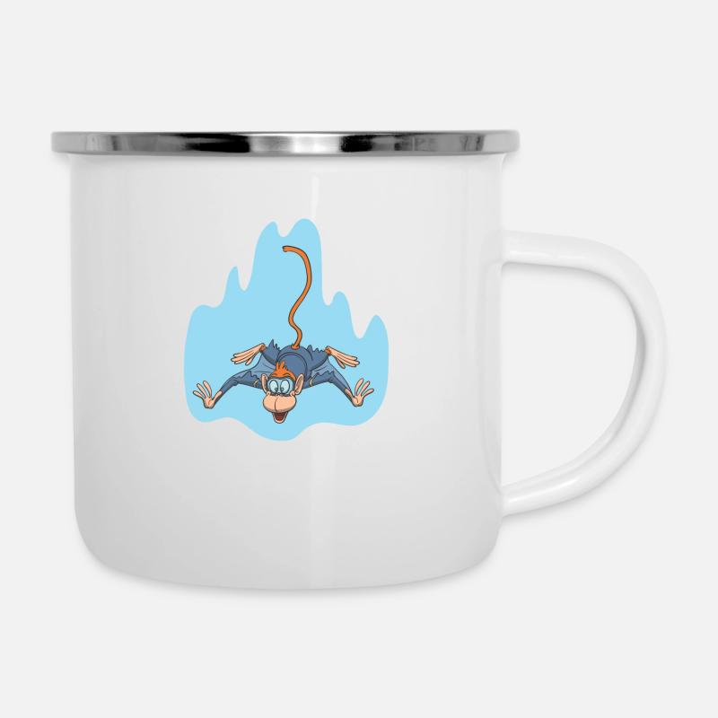 Wingsuit Fliegen Affe Äffchen - Emaille-Tasse - Weiß