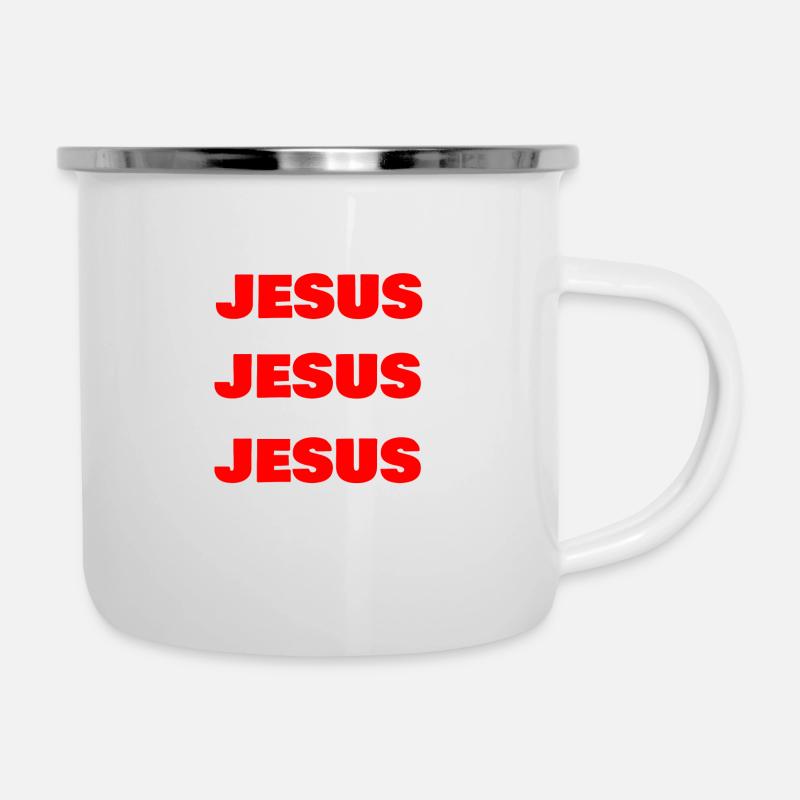 COMMENCEZ AVEC JÉSUS RESTEZ AVEC JÉSUS FIN AVEC JÉSUS - Tasse émaillée - blanc