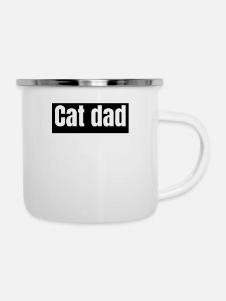 cats - cat dad - Emaille-Tasse - Weiß