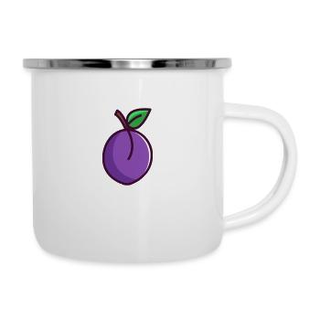 Pflaume - Emaille-Tasse - Weiß - Rechts