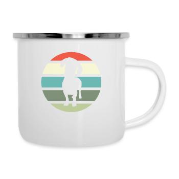 Dachshund Dachshund Teckel silhouette with retro sun - Camper Mug - white - Right