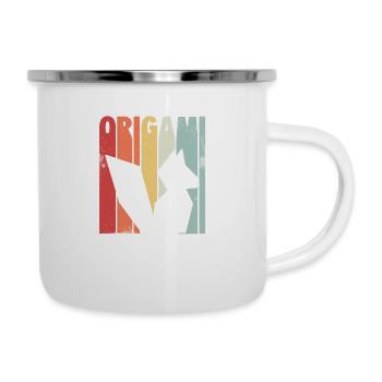 Origami Fuchs | Papier Falten Tiere Geschenkideen - Emaille-Tasse - Weiß - Rechts