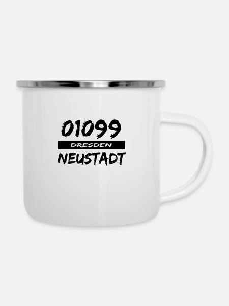 01099 Dresden Neustadt tshirt sachsen - Emaille-Tasse - Weiß