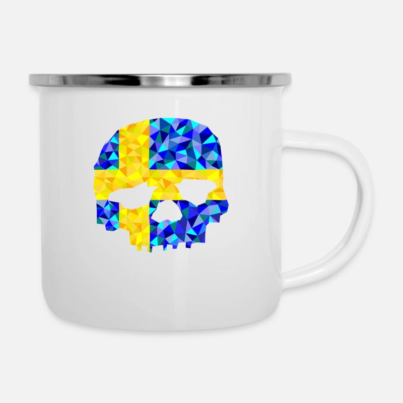Skull Sweden in low poly diamond style - Camper Mug - white