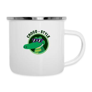 Cooles stylisches Krokodil - Emaille-Tasse - Weiß - Rechts