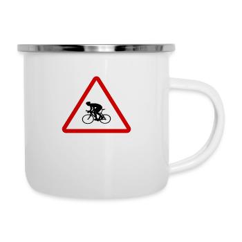 Road signs racing bike Warning cyclists - Camper Mug - white - Right