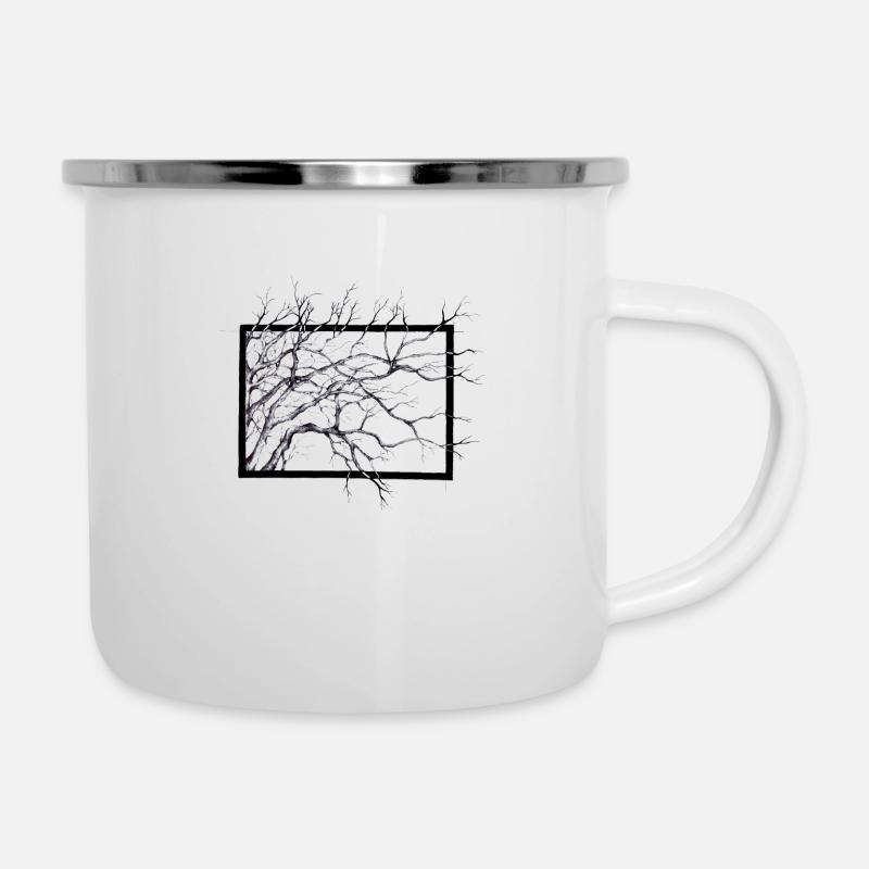 Dessin original d'arbre vintage utilisé look - Tasse émaillée - blanc