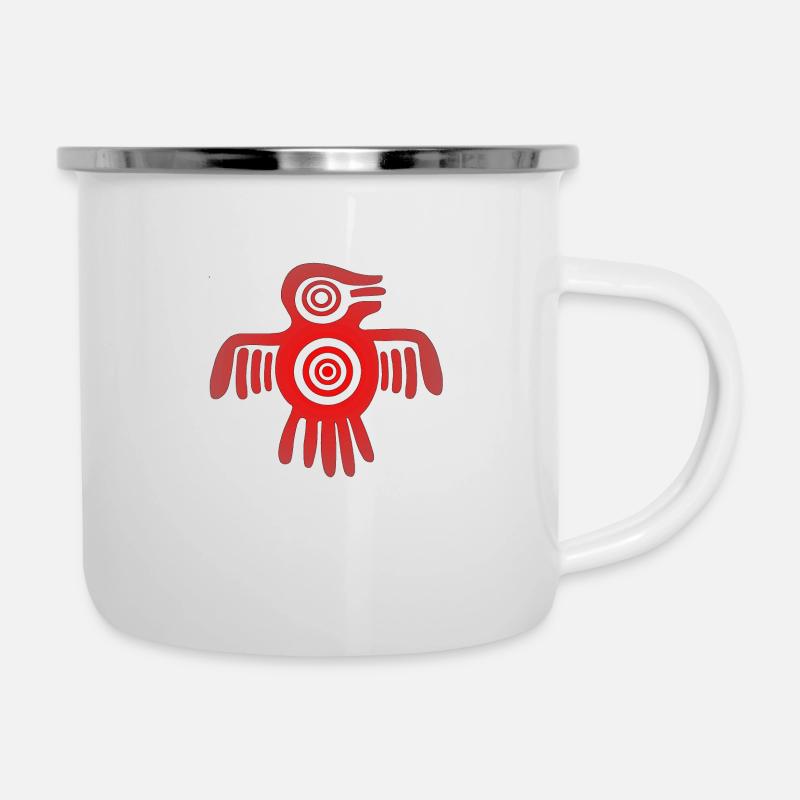 Aztekischer Vogel - Emaille-Tasse - Weiß