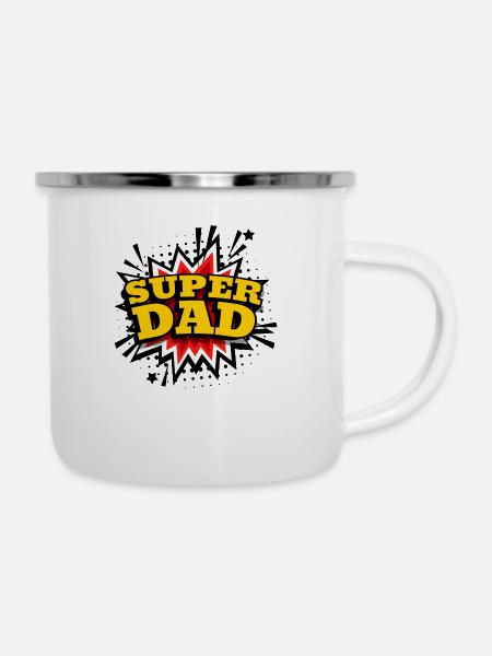 Der SuperDad Geschenkidee - Emaille-Tasse - Weiß
