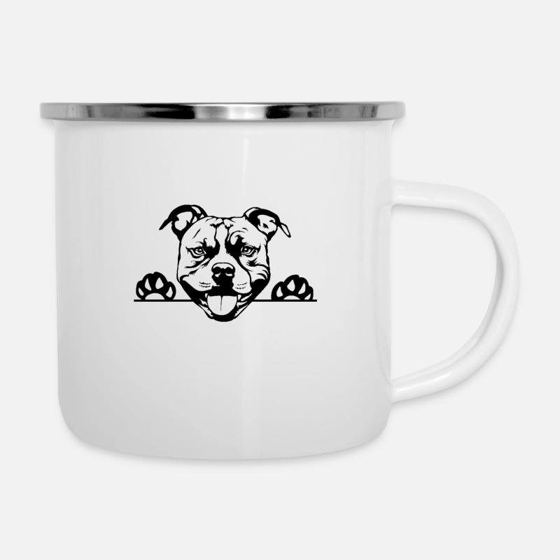 Pitbull - Emaille-Tasse - Weiß