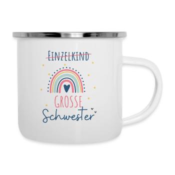 Große Schwester 2024 Herz Regenbogen - Emaille-Tasse - Weiß - Rechts