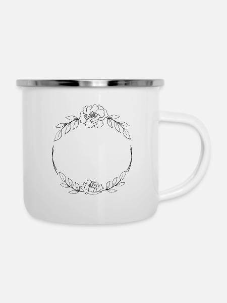 Personalisierbar Lieblicher Kranz - Emaille-Tasse - Weiß