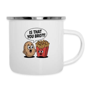 Is That You Bro? Lustige Kartoffel Pommes Cartoon - Emaille-Tasse - Weiß - Rechts