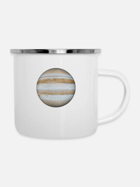 Planet Jupiter, Geschenkidee - Emaille-Tasse - Weiß