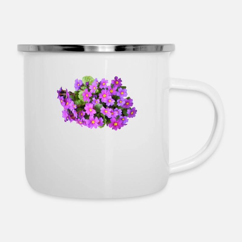 Primeln Blume Frühling - Emaille-Tasse - Weiß