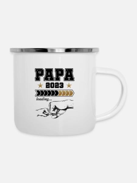 Papa Loading 2023 - Emaille-Tasse - Weiß