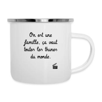 On est une famille... Les 3 Frères - Les Inconnus - Tasse émaillée - blanc - Droite