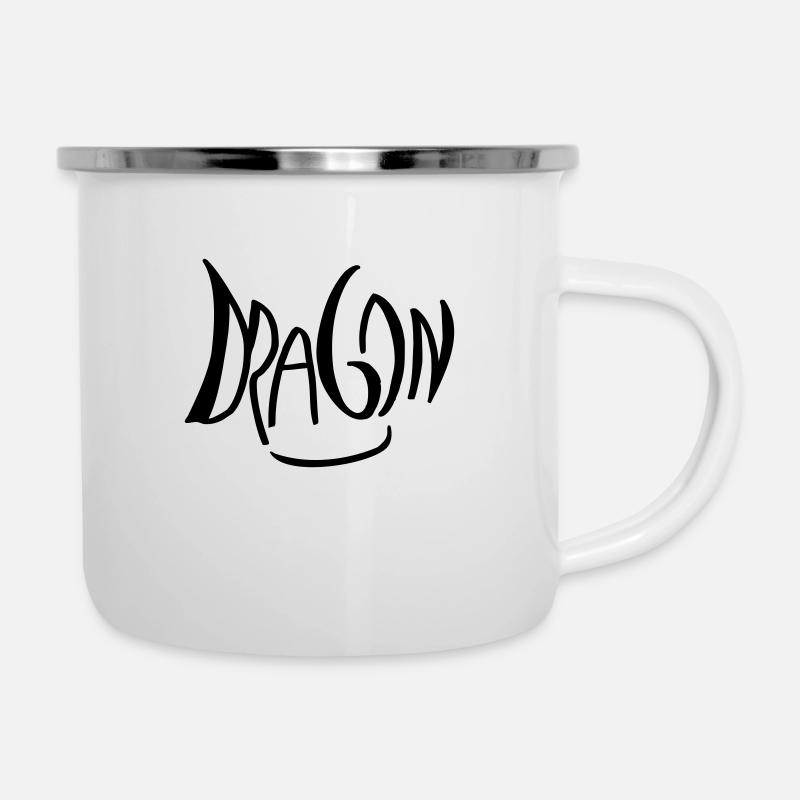 148 Drache - Emaille-Tasse - Weiß