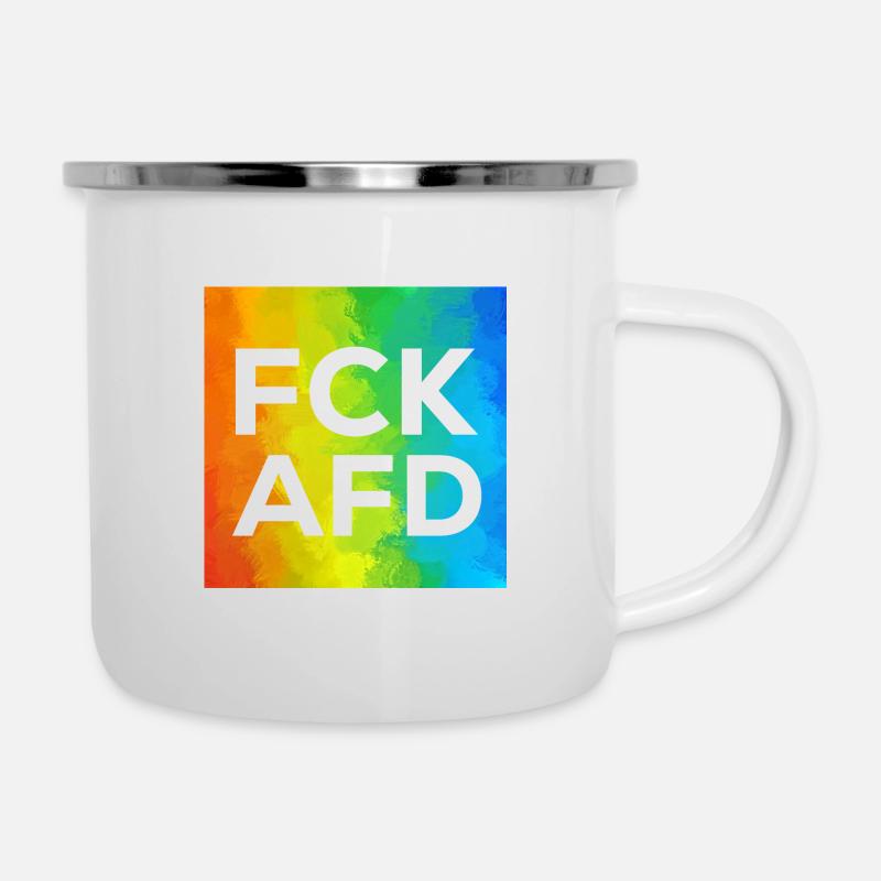 Fck AFD Cutout - Emaille-Tasse - Weiß