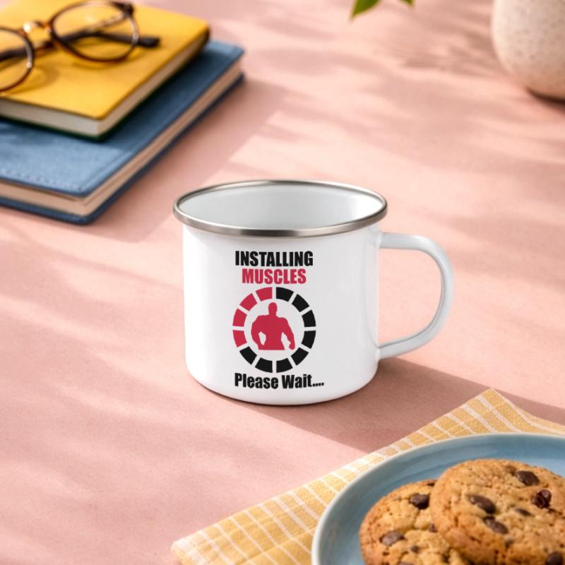 Installing Muscles (Loading) Funny Emaille-Tasse