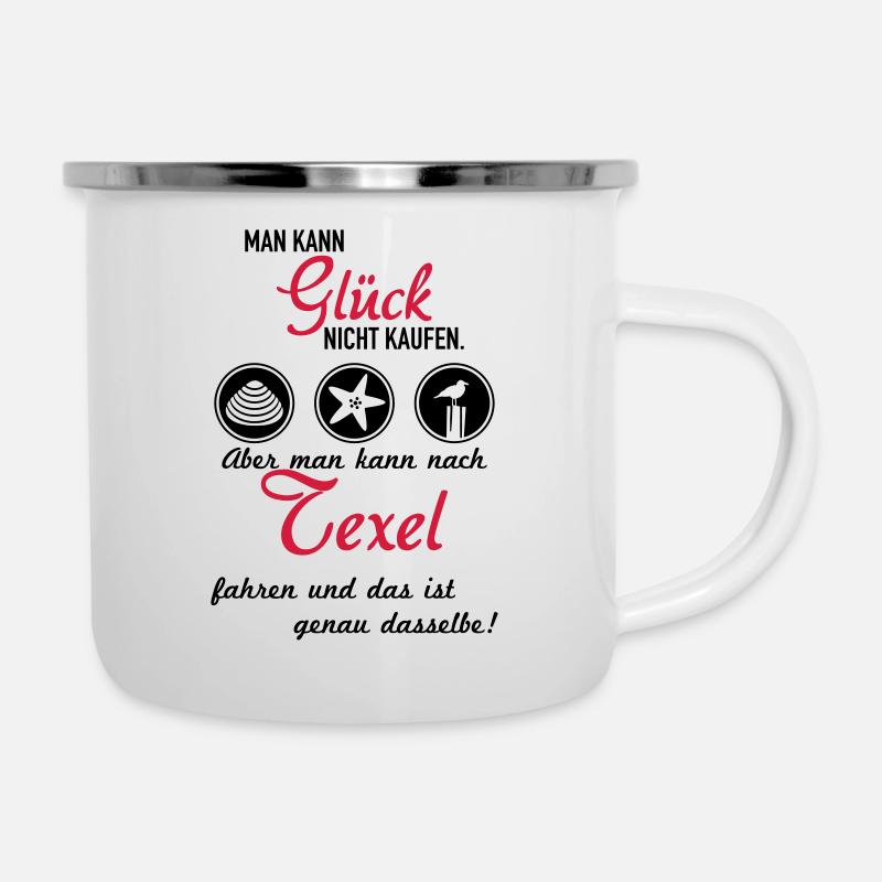 Glück Texel - Emaille-Tasse - Weiß