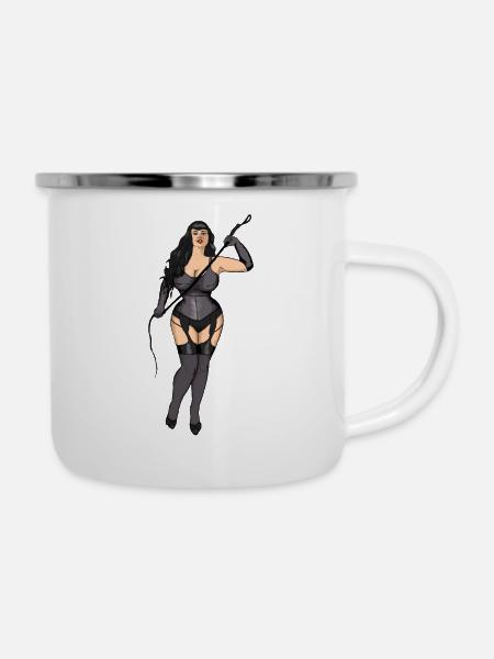 curvy domina - Emaille-Tasse - Weiß