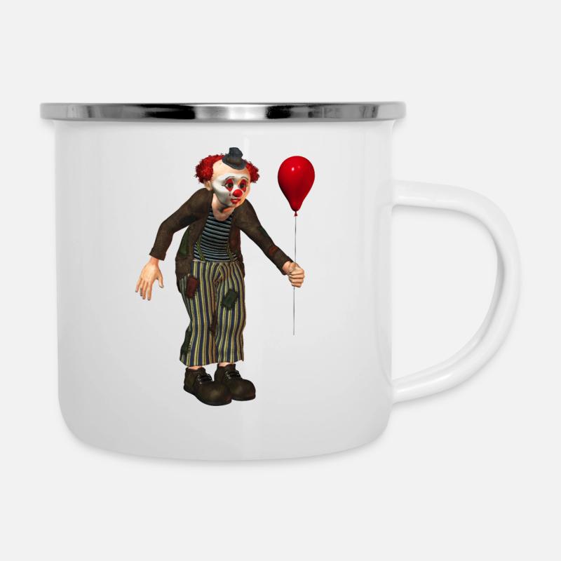 Clown - Emaille-Tasse - Weiß