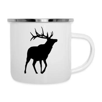 Hirsch - Emaille-Tasse - Weiß - Rechts