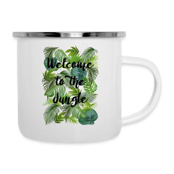 Willkommen im Jungel - Blatt - Natur - Musik- Somm - Emaille-Tasse - Weiß - Rechts