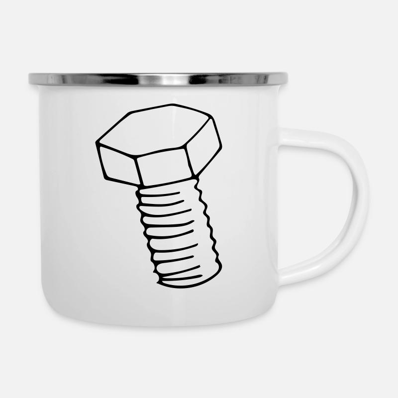 Schraube - Emaille-Tasse - Weiß