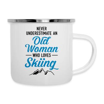 Never Underestimate An Old Woman Who Loves Skiing - Camper Mug - white - Right