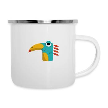 Drôle d’oiseau Dino Illustration pour les enfants - Tasse émaillée - blanc - Droite
