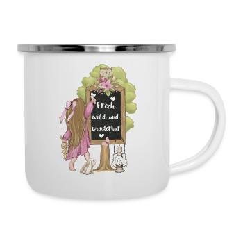 Frech wild und wunderbar - Emaille-Tasse - Weiß - Rechts